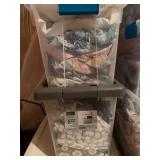 Assorted Quilting & Sewing Fabric Scraps in Clear Storage Bins