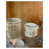 Porcelain Lattice Candle Holders, Set of Measuring cups, Letter Openers, Mini Sword Decorative Items