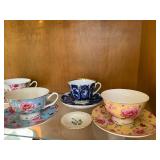 Lenox Laurel Floral Tea Set - Teacups, Saucers & Gold Rim Plates (USA)