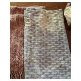 Throws (Lot of 3) - Beige, Burgundy & Gray-Blue Textured Weave