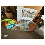 Infant Seat - Yellow Plastic Baby Chair, Colorful Inflatable Toy, Safety 1st Item