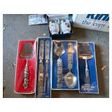 Konge Norwegian Pewter Flatware Sets (4 Boxes) - Royal Worcester Egg Coddler (2 Cups)