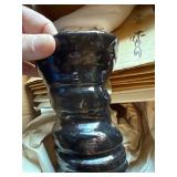 Black Glazed Ceramic Vase - Dark Blue/Black Finish Handcrafted Art Glass