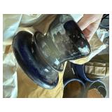 Black Glazed Ceramic Vase - Dark Blue/Black Finish Handcrafted Art Glass