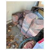 Brick Pavers & Croquet Bocce Set - Red/Gray Concrete Blocks with Mallets & Balls