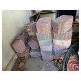 Brick Pavers & Croquet Bocce Set - Red/Gray Concrete Blocks with Mallets & Balls