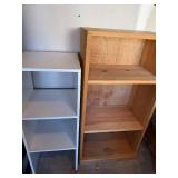 Oak Wood 4-Shelf Bookcase & White 3-Shelf Bookcase