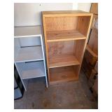 Oak Wood 4-Shelf Bookcase & White 3-Shelf Bookcase