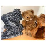 Three Plush Teddy Bears - Brown & Gray Stuffed Animals