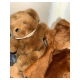 Three Plush Teddy Bears - Brown & Gray Stuffed Animals