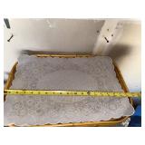 Bamboo Wicker Nesting Serving Tray Set with Lace Doilies