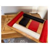 Poker Set with Wooden Tray - Red & White Chips, Card Boxes