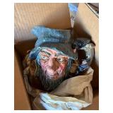 West Germany Porcelain Figurine - Bearded Man with Wide Hat & Crow