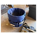 Tan Tool Roll Organizer with Pockets - Blue Bucket & Perforated Panel