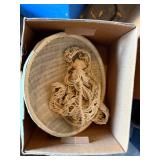 Round Wicker Basket with Macrame Rope Plant Hanger