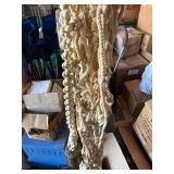 Round Wicker Basket with Macrame Rope Plant Hanger