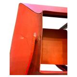 Red Metal Lantern - Glass Panels, Candle Inside