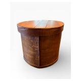 Vintage Round Wooden Bucket with Lid - Rustic Farmhouse Decor