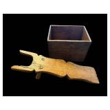 Antique Wooden Box & Antique Boot Pull - 2-Piece Set