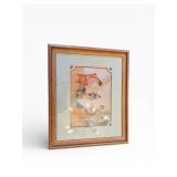 Vintage Framed Print - People at Table Interior Scene, Wood Frame