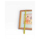 Vintage Framed Print - People at Table Interior Scene, Wood Frame