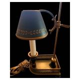Vintage Shade Desk Lamp with Ring-Top Arm and Ornate Metal Base