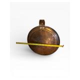 Antique Copper Bed Warmer with Wood Handle - Round Perforated Disk, Hinged Lid