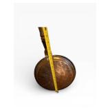 Antique Copper Bed Warmer with Wood Handle - Round Perforated Disk, Hinged Lid