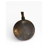 Antique Copper Bed Warmer with Wood Handle - Round Perforated Disk, Hinged Lid