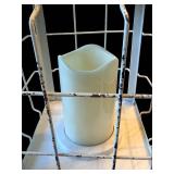 White Metal Lantern - 14 in Tall, Cage Frame