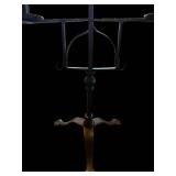 Antique Metal Candelabrum with Central Spike and Dual Candle Holders