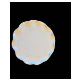 White Ceramic Cake Stand with Scalloped Edge on Pedestal - 8 in Dia