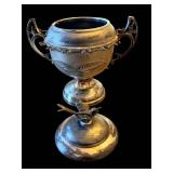 Antique Silver-Plate Lidded Urn with Bird Finial & Candle Mold (Lot of 2)