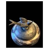 Antique Silver-Plate Lidded Urn with Bird Finial & Candle Mold (Lot of 2)