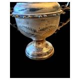 Antique Silver-Plate Lidded Urn with Bird Finial & Candle Mold (Lot of 2)