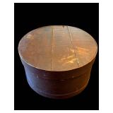 Antique Round Wooden Barrel Box with Lid - 16in Diameter Storage Container