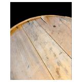 Antique Round Wooden Barrel Box with Lid - 16in Diameter Storage Container