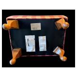 Boardwalk Queen Anne Footstool - Crimson Check Upholstered Ottoman