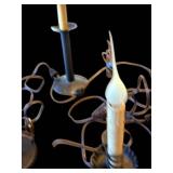 Three-Candle Lamps - Orange Pleated Shade Vintage Lighting