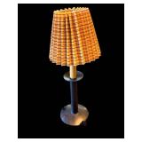 Three-Candle Lamps - Orange Pleated Shade Vintage Lighting
