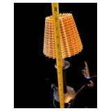 Three-Candle Lamps - Orange Pleated Shade Vintage Lighting