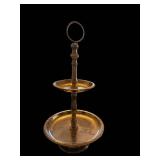 Metal 2-Tier Pedestal Dessert Stand With Ring Handle