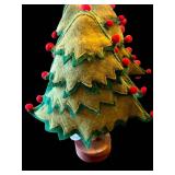 Felt Christmas Tree Ornament - Green & Gold Layers with Red Pom-Poms