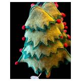 Felt Christmas Tree Ornament - Green & Gold Layers with Red Pom-Poms