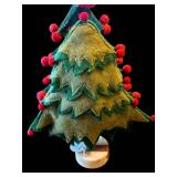 Felt Christmas Tree Ornament - Green & Gold Layers with Red Pom-Poms