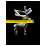 Metal Reindeer Candle Holder on White Base - 12-13 in Tall