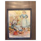 8x10 Framed Vintage Print - Victorian Women Outdoor Cooking Scene