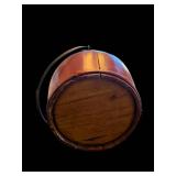 Antique Red Painted Wooden Bucket with Metal Handle