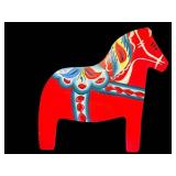 Decorative Swedish Red Horse Head Silhouette - Folk Art Wall Hanging