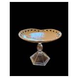 Blue Glass Pedestal Cake Stands (Lot of 2)